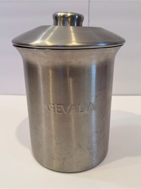 GEVALIA 64 oz Capacity Lidded Brushed Metal Coffee Tea Canister Jar **CLEAN**